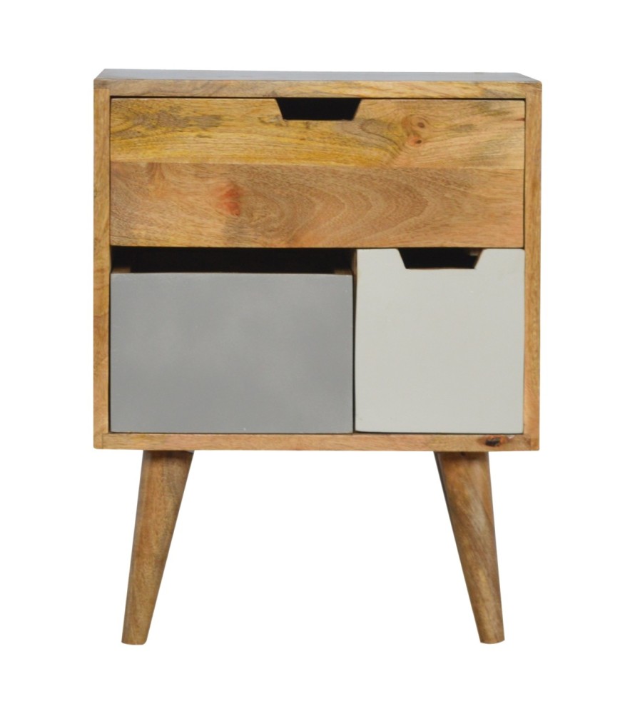 Table de chevet amovible grise et blanche