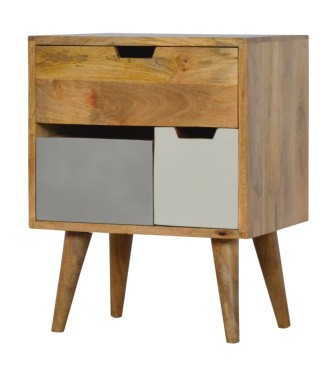 Table de chevet amovible grise et blanche