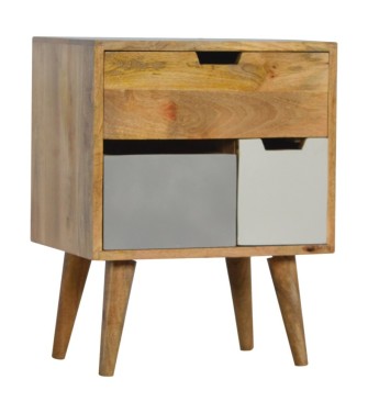 Table de chevet amovible grise et blanche