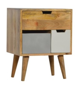 Table de chevet amovible grise et blanche