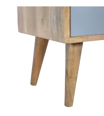 Table de chevet amovible grise et blanche