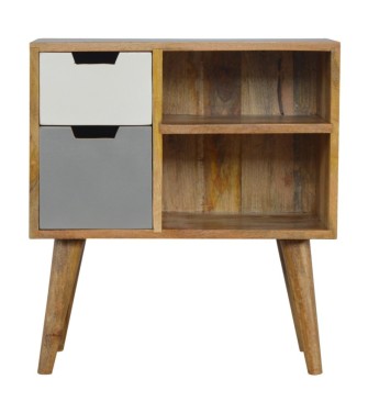 Armoire à tiroirs grise et blanche