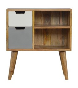Armoire à tiroirs grise et blanche