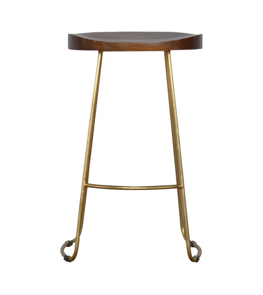 Tabouret de bar en fer doré