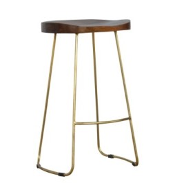 Tabouret de bar en fer doré