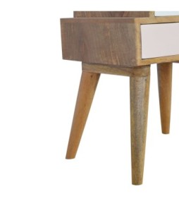 Table de chevet multicolore rose poudré et blanche