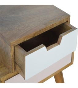 Table de chevet multicolore rose poudré et blanche