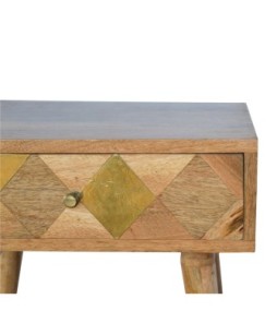 Table de chevet à 1 tiroir en laiton doré