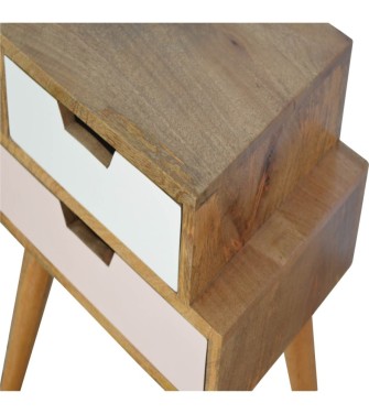 Table de chevet multicolore rose poudré et blanche