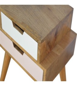 Table de chevet multicolore rose poudré et blanche