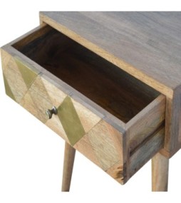 Table de chevet à 1 tiroir en laiton doré