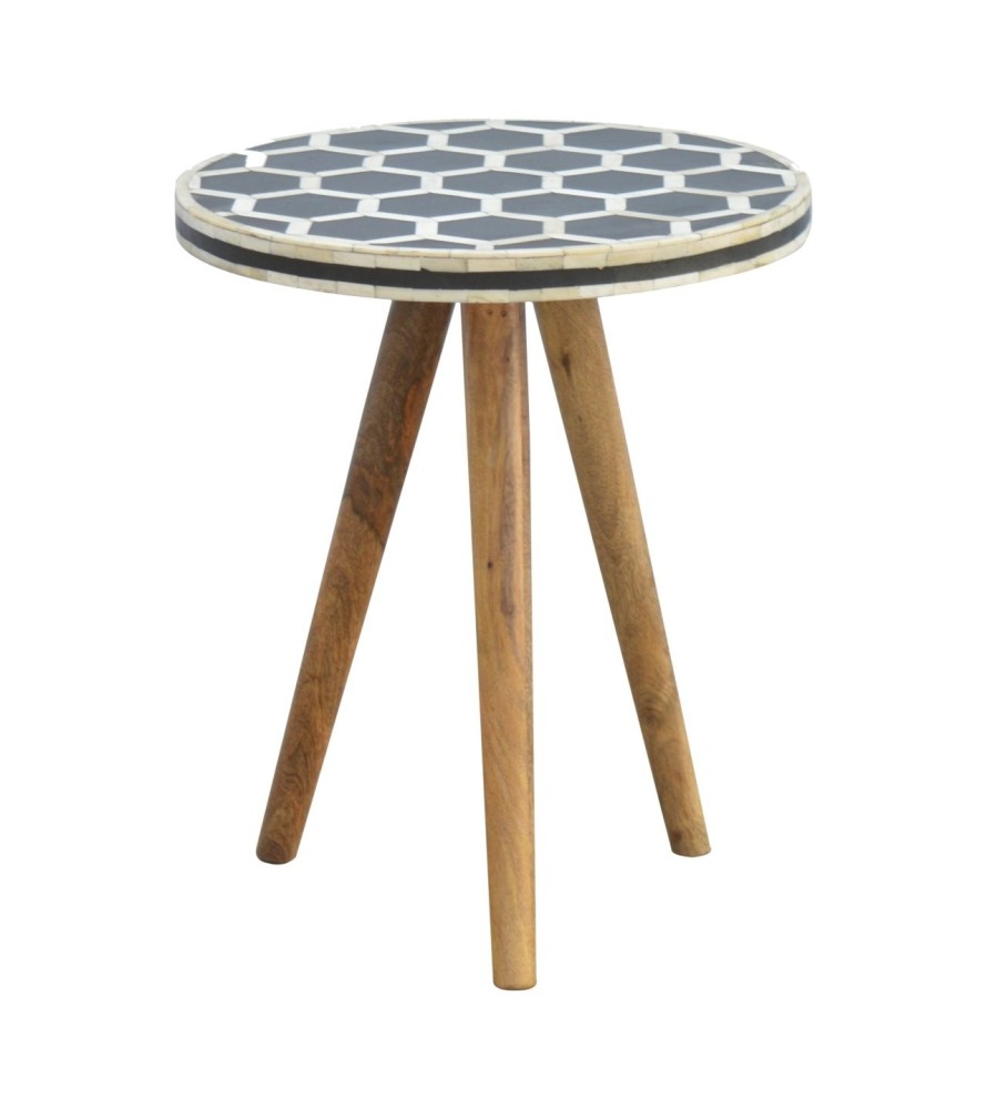 Bone Inlay Tripod Stool