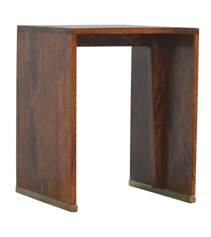 Chestnut End Table with Gold Inlay