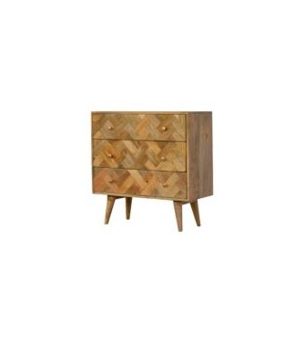 3 Drawer Zig-Zag Patterned Patchwork Chest