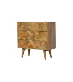 3 Drawer Zig-Zag Patterned Patchwork Chest