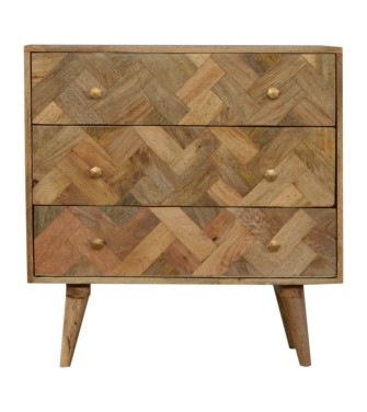3 Drawer Zig-Zag Patterned Patchwork Chest