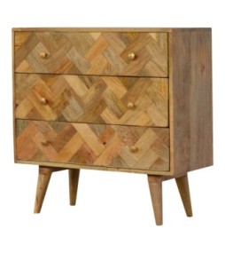 3 Drawer Zig-Zag Patterned Patchwork Chest