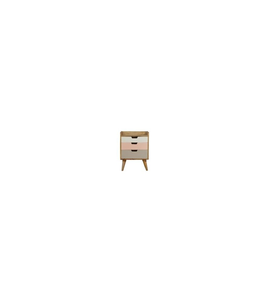 Table de chevet rose peinte à la main et découpée
