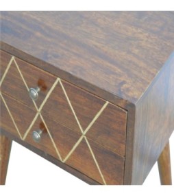 Table de chevet Geo en laiton incrusté