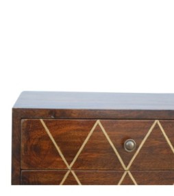 Table de chevet Geo en laiton incrusté