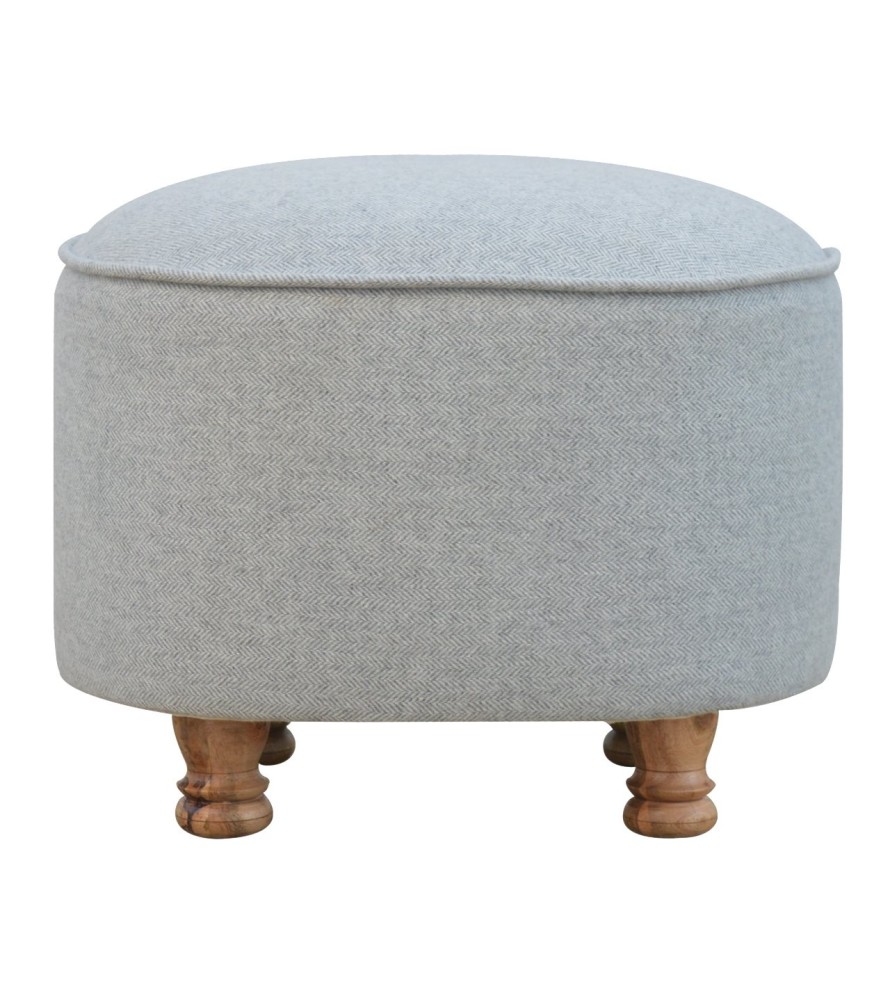 Repose-pieds ovale en tweed gris clair