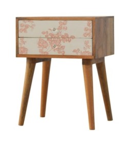 Table de chevet imprimée de fleurs roses