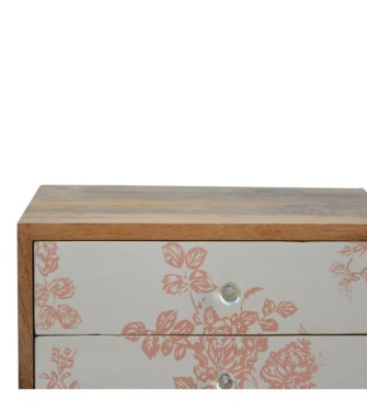 Table de chevet imprimée de fleurs roses