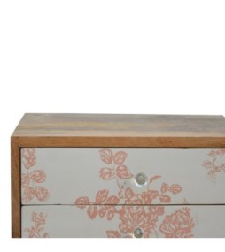 Table de chevet imprimée de fleurs roses