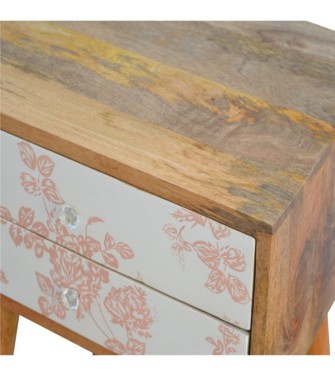 Table de chevet imprimée de fleurs roses
