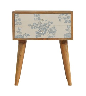 Table de chevet imprimée à motifs floraux bleus