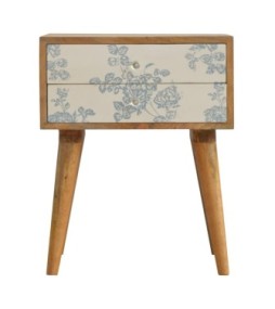 Table de chevet imprimée à motifs floraux bleus