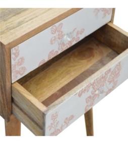 Table de chevet imprimée de fleurs roses