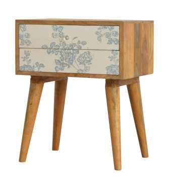 Table de chevet imprimée à motifs floraux bleus