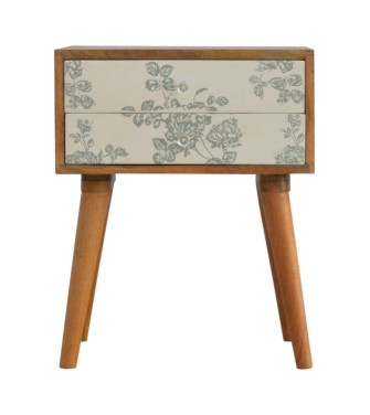 Table de chevet imprimée à motifs floraux verts