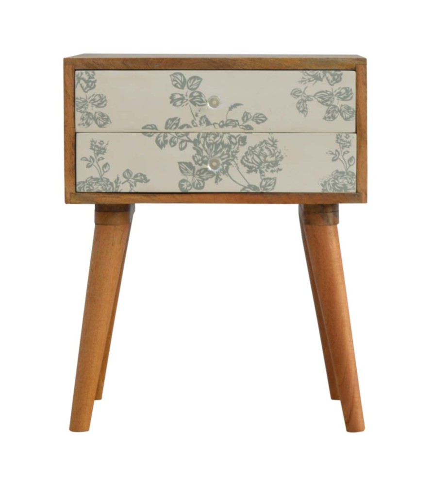 Table de chevet imprimée à motifs floraux verts