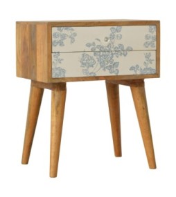 Table de chevet imprimée à motifs floraux bleus