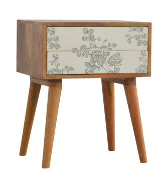 Table de chevet imprimée à motifs floraux verts