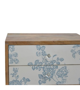 Table de chevet imprimée à motifs floraux bleus