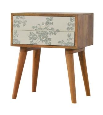 Table de chevet imprimée à motifs floraux verts