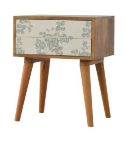 Table de chevet imprimée à motifs floraux verts