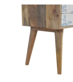 Table de chevet imprimée à motifs floraux bleus