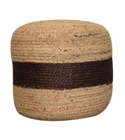 Jute Pouffe with Brown Band