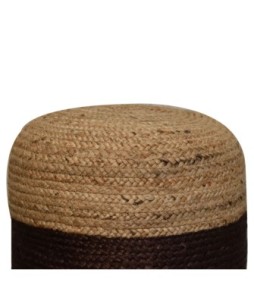 Pouf en jute avec bande marron