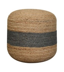 Jute Pouffe with Green Band
