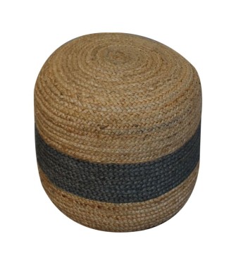 Pouf en jute avec bande verte