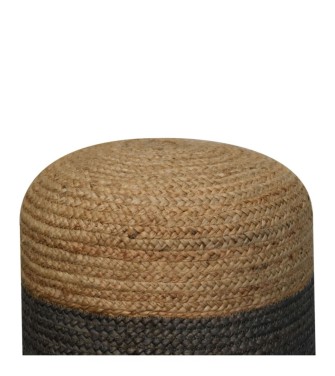 Pouf en jute avec bande verte