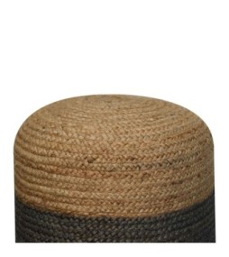 Pouf en jute avec bande verte