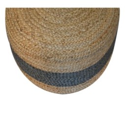 Pouf en jute avec bande verte