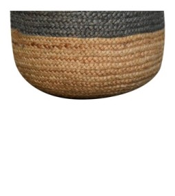 Pouf en jute avec bande verte