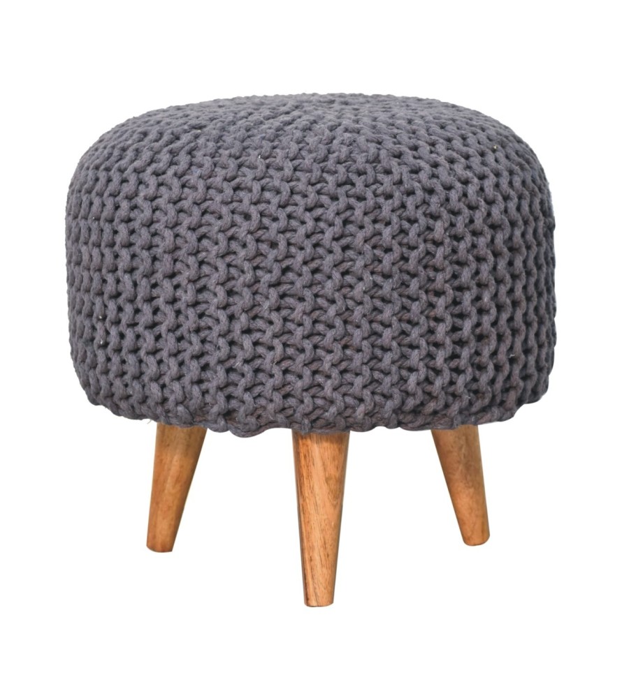 Keeva Grey Round Footstool